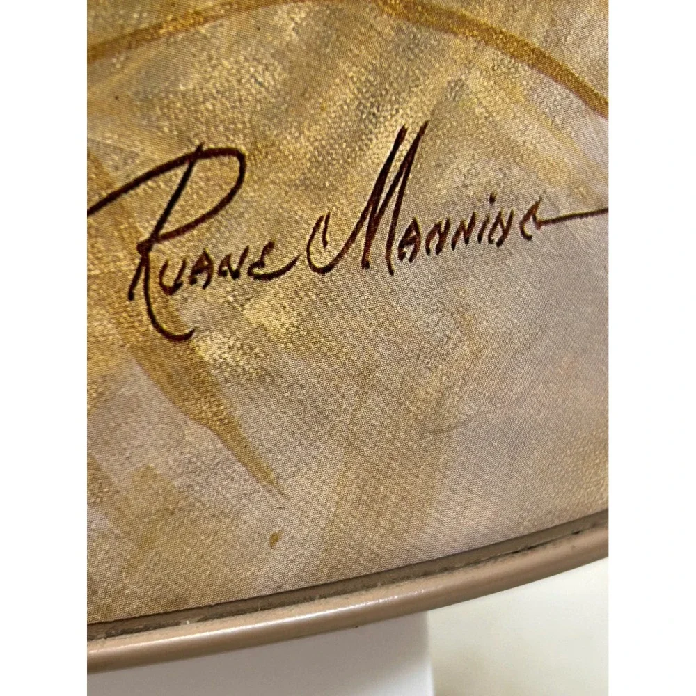 Ruane Manning Signed Wastebasket Home OS Brown Vintage Black Lab Duck Metal Tin